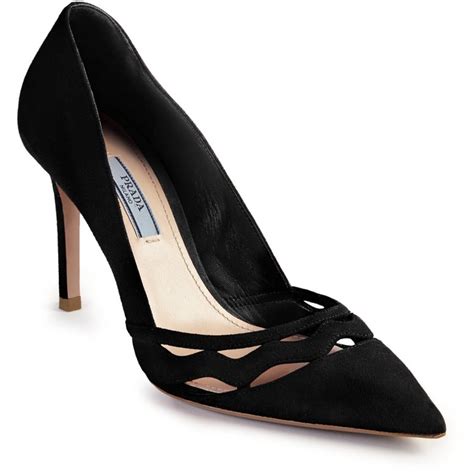 prada black suede wave cut out pumps|Prada Wavy.